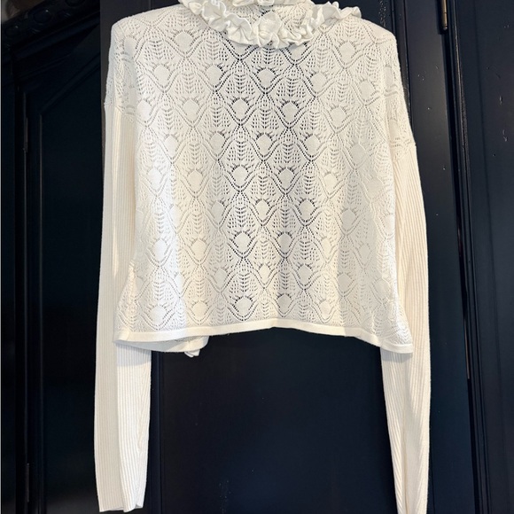 Anthropologie Ruffled Lace Cardigan Sweater - Picture 5 of 6